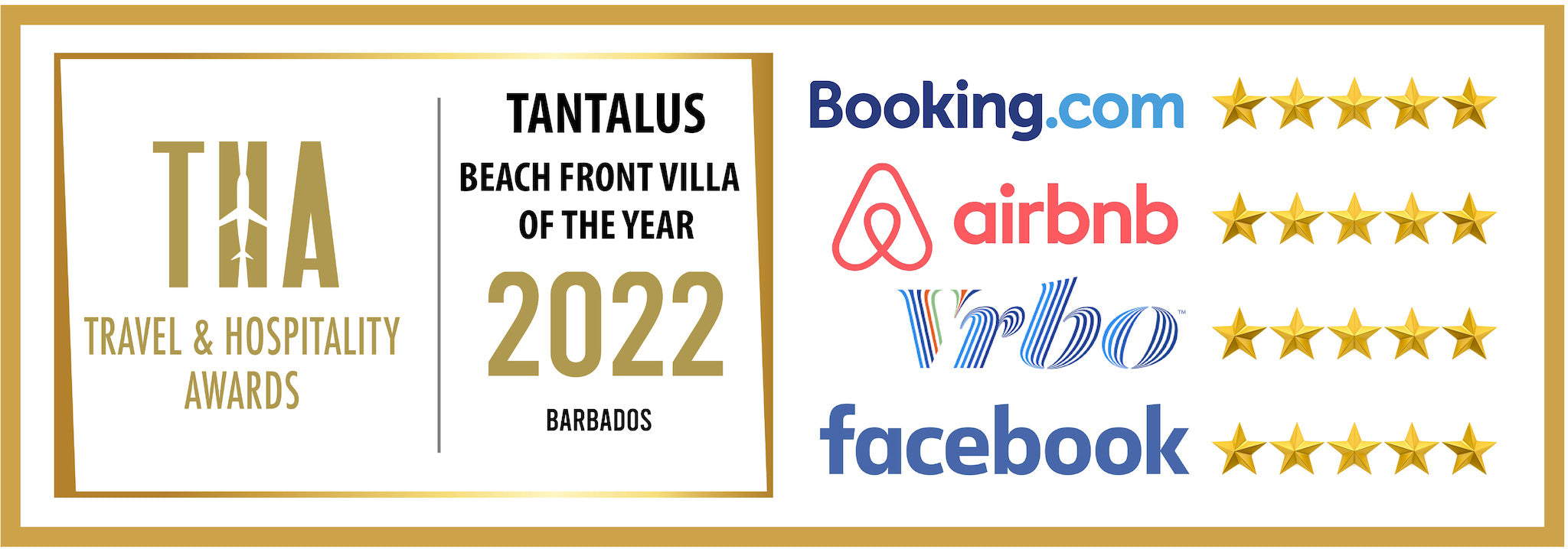 Tantalus Beach Villa has been voted the best beach villa to rent in Barbados, with solid 5 star reviews from VRBO, Air BnB, VRBO and Facebook. Now Awarded the best in Barbados by the Travel and Hospitality Awards!